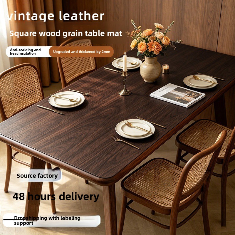 Home Textiles Today News - Tafelbeschermer van kunstleder met houtnerf, waterdicht,