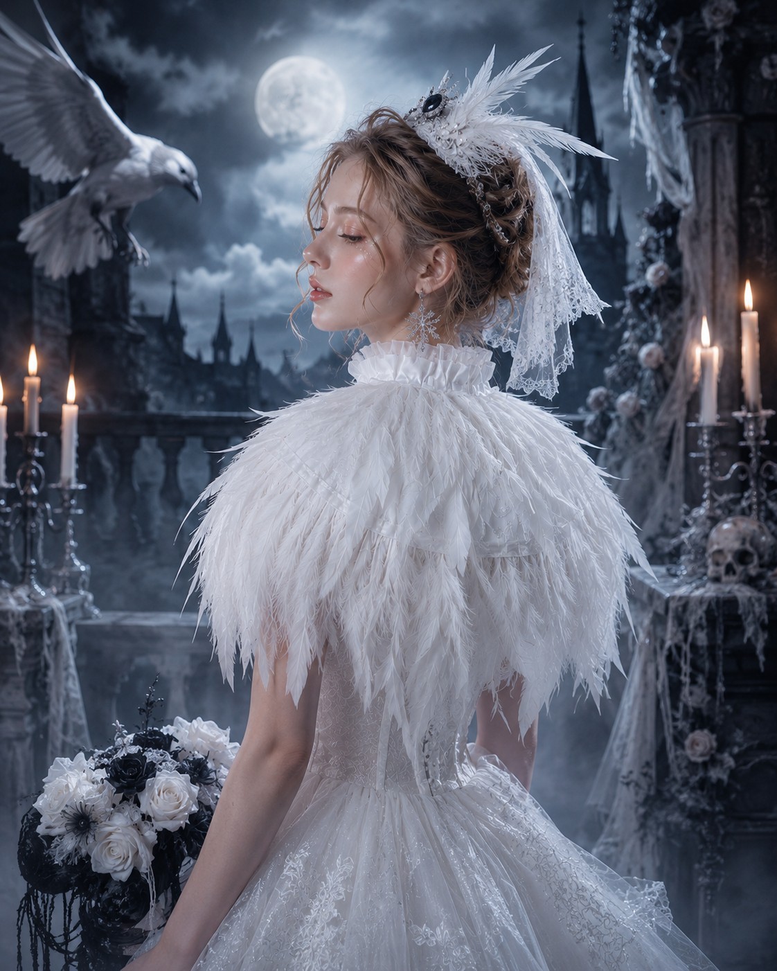 Home Fashion Textiles - Bewolkt. Lee Gothic Dark Style Feather